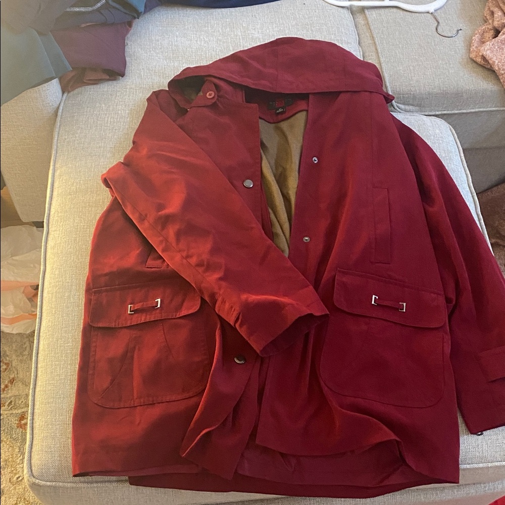Gallery Deep Red Petite Jacket rain coat
